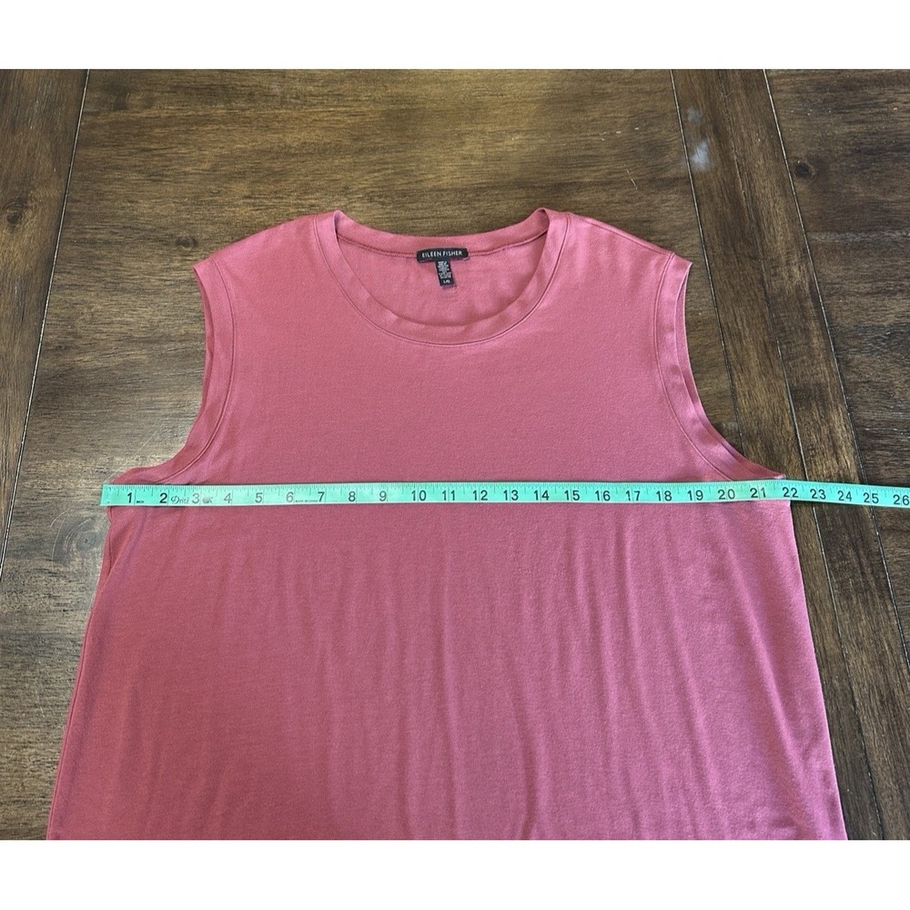 Eileen Fisher Dress Viscose Jersey Sleeveless Tank Top Side Slits Red Women's L - Picture 5 of 8